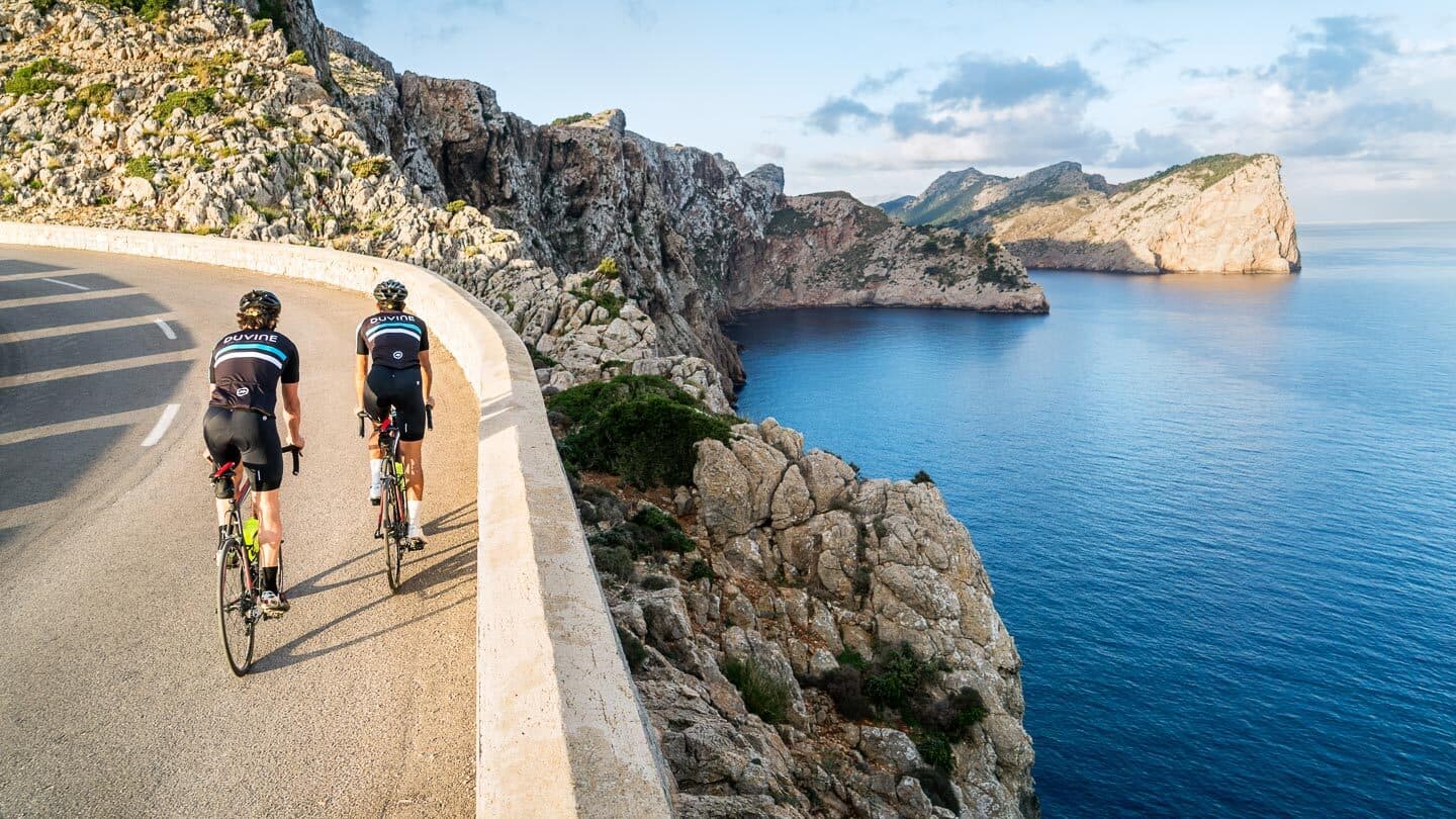 Cyclist riding a road in Mallorca